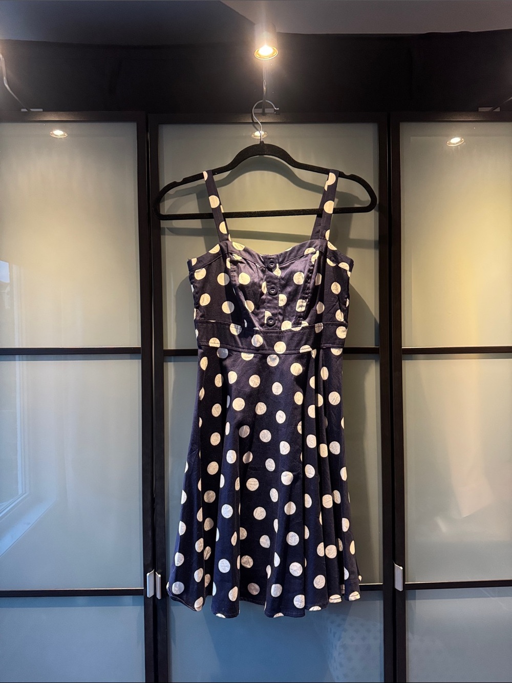 Dynamite Navy Blue Polka Dot Sundress XS